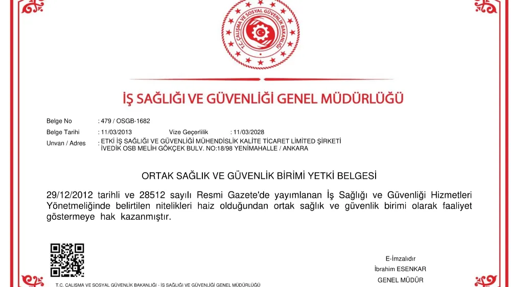 OSGB Yetki Belgesi